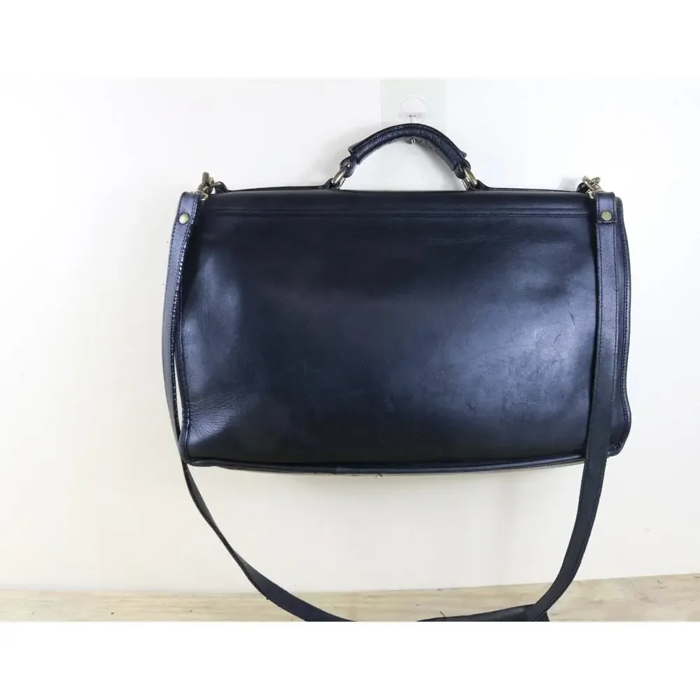 Vintage Rafael Bags Mens Black Leather Briefcase Laptop Messenger USA No Strap